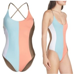 Pilyq Pastel Sandstone Farrah Color Block One Piece Swimsuit